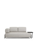 Compo 2-seater sofa in greyish beige with large tray and 200 cm black metal frame FSC Mix Credit