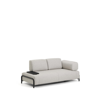 Compo 2-seater sofa in greyish beige with small tray and black metal frame 200 cm FSC Mix Credit