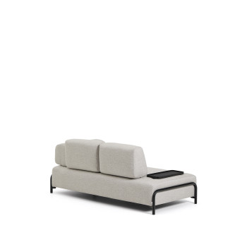 Compo 2-seater sofa in greyish beige with small tray and black metal frame 200 cm FSC Mix Credit