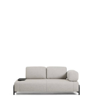 Compo 2-seater sofa in greyish beige with small tray and black metal frame 200 cm FSC Mix Credit