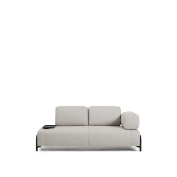 Compo 2-seater sofa in greyish beige with small tray and black metal frame 200 cm FSC Mix Credit