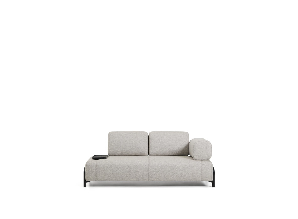 Compo 2-seater sofa in greyish beige with small tray and black metal frame 200 cm FSC Mix Credit