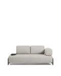 Compo 2-seater sofa in greyish beige with small tray and black metal frame 200 cm FSC Mix Credit