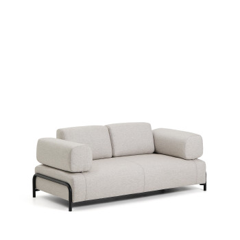 Compo 2-seater sofa in greyish beige with black metal frame, 200 cm FSC Mix Credit