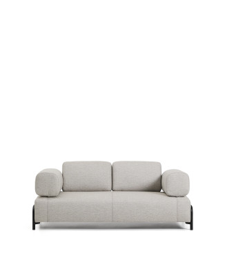 Compo 2-seater sofa in greyish beige with black metal frame, 200 cm FSC Mix Credit