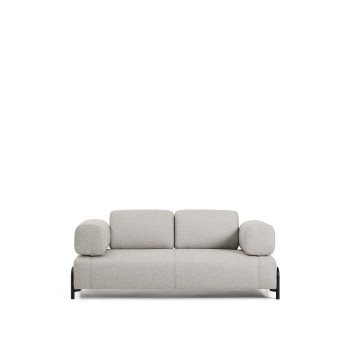 Compo 2-seater sofa in greyish beige with black metal frame, 200 cm FSC Mix Credit