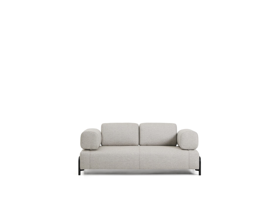 Compo 2-seater sofa in greyish beige with black metal frame, 200 cm FSC Mix Credit