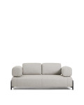 Compo 2-seater sofa in greyish beige with black metal frame, 200 cm FSC Mix Credit