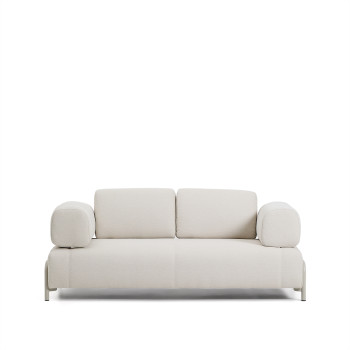 Compo 2-seater sofa in ecru chenille and beige metal frame, 200 cm FSC Mix Credit