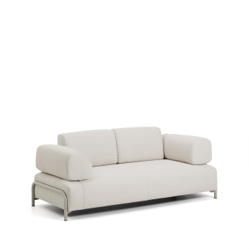 Compo 2-seater sofa in ecru chenille and beige metal frame, 200 cm FSC Mix Credit