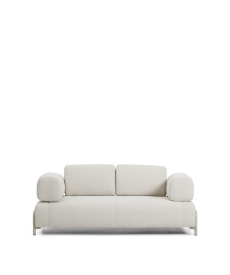 Compo 2-seater sofa in ecru chenille and beige metal frame, 200 cm FSC Mix Credit