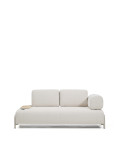 Compo 2-seater sofa in ecru chenille, small tray with oak veneer and beige metal frame 200 cm FSC Mix Credit