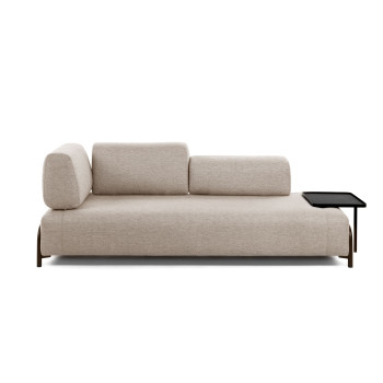 Compo 3 seater greyish beige sofa with large tray 252 cm