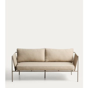 Zivia 2-seater outdoor sofa in raw rope and green galvanized steel 178 cm