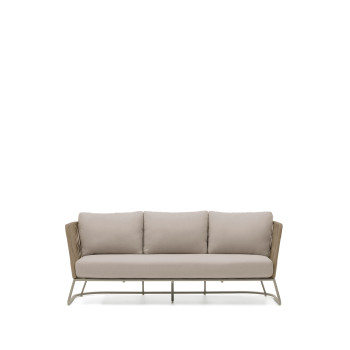 Saconca 3-seater outdoor sofa in rope and beige galvanized steel 189 cm