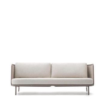 Sedalis 3-seater outdoor sofa in aluminum and rope