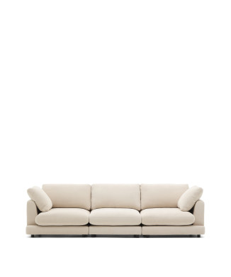 Gala 4-seater sofa in beige chenille FSC Mix Credit 300 cm