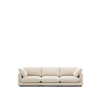 Gala 4-seater sofa in beige chenille FSC Mix Credit 300 cm