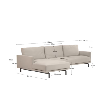 Galene 3-seater sofa with left chaise longue, beige, 254 cm FSC Mix Credit