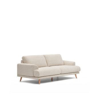 Karin 3-seater beige sofa with solid beech wood legs 228 cm
