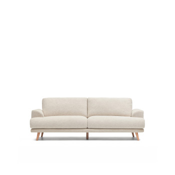 Karin 3-seater beige sofa with solid beech wood legs 228 cm