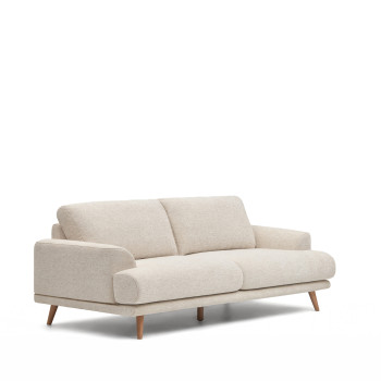 Karin 3-seater beige sofa with solid beech wood legs 231 cm