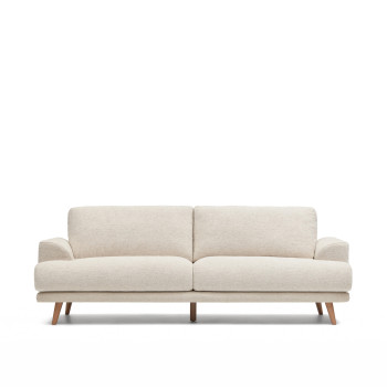 Karin 3-seater beige sofa with solid beech wood legs 231 cm