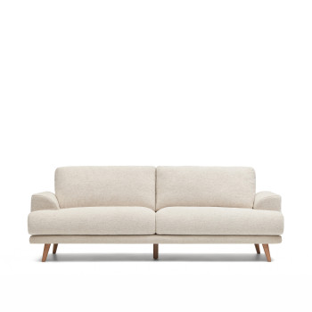 Karin 3-seater beige sofa with solid beech wood legs 231 cm