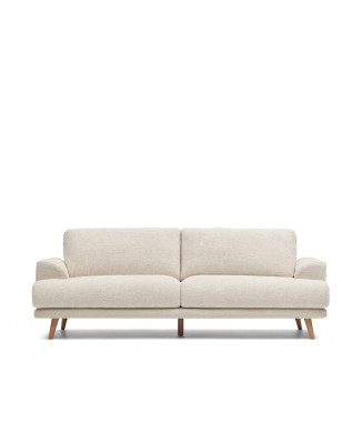 Karin 3-seater beige sofa with solid beech wood legs 231 cm