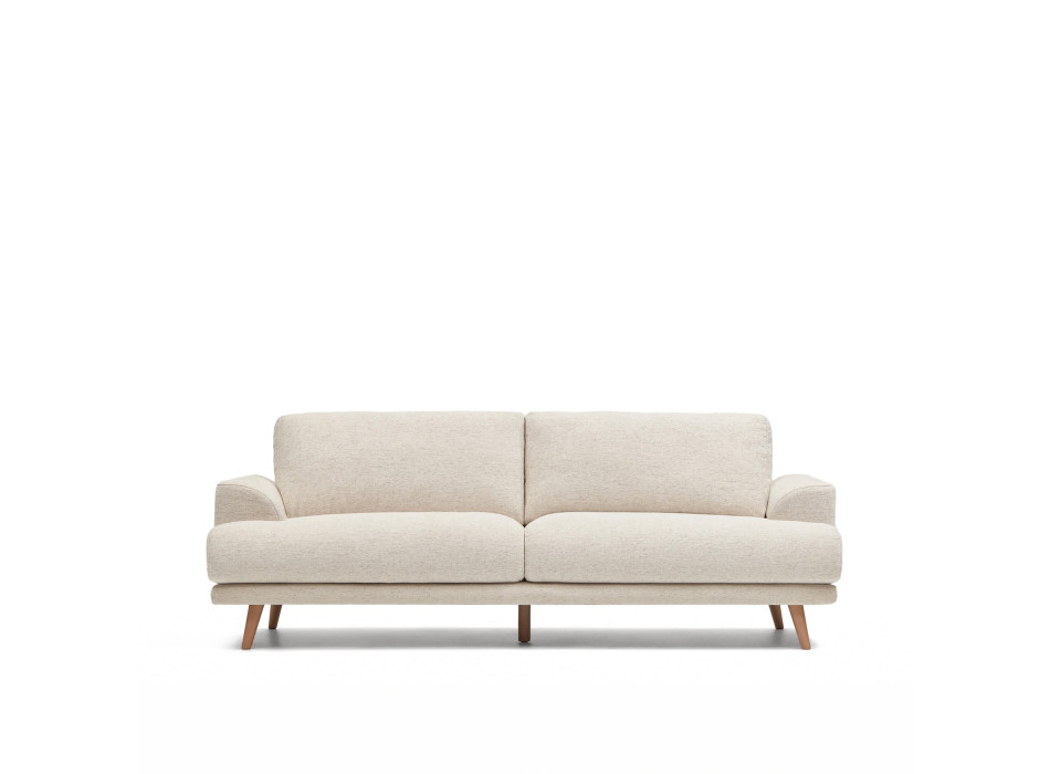 Karin 3-seater beige sofa with solid beech wood legs 231 cm