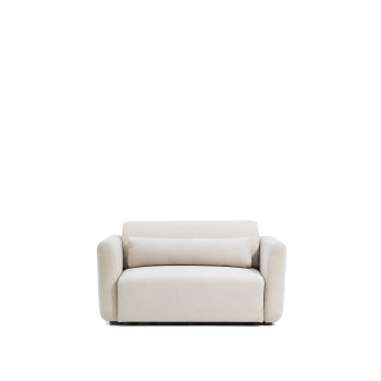 Lares 2-seater sofa with motorized sliding seats and reclining headrest in beige chenille 150 cm