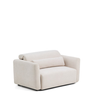 Lares 2-seater sofa with motorized sliding seats and reclining headrest in beige chenille 150 cm