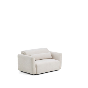 Lares 2-seater sofa with motorized sliding seats and reclining headrest in beige chenille 150 cm