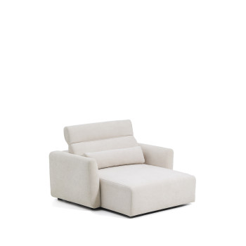 Lares 2-seater sofa with motorized sliding seats and reclining headrest in beige chenille 150 cm