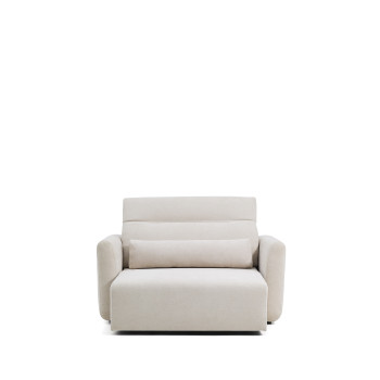 Lares 2-seater sofa with motorized sliding seats and reclining headrest in beige chenille 150 cm