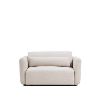 Lares 2-seater sofa with motorized sliding seats and reclining headrest in beige chenille 150 cm