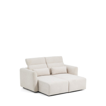 Lares 2-seater sofa with motorized sliding seats and reclining headrest in beige chenille 180 cm