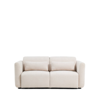 Lares 2-seater sofa with motorized sliding seats and reclining headrest in beige chenille 180 cm