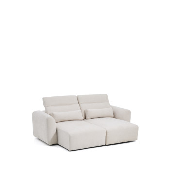 Lares 3-seater sofa with motorized sliding seats and reclining headrest in beige chenille 240 cm