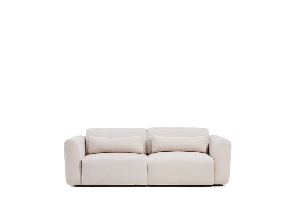 Lares 3-seater sofa with motorized sliding seats and reclining headrest in beige chenille 240 cm