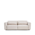 Lares 3-seater sofa with motorized sliding seats and reclining headrest in beige chenille 240 cm