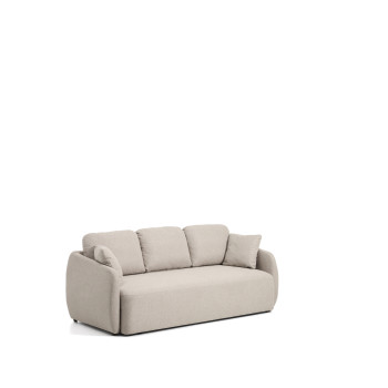Laira 3-seater sofa bed in beige chenille, 218 cm FSC Mix Credit