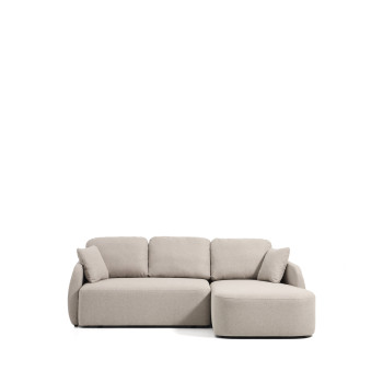 Laira 3-seater sofa bed in beige chenille with right chaise longue 246 cm FSC Mix Credit