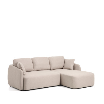 Laira 3-seater sofa bed in beige chenille with right chaise longue 246 cm FSC Mix Credit