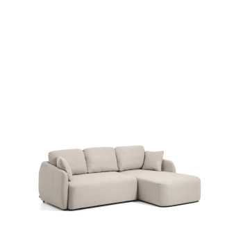 Laira 3-seater sofa bed in beige chenille with right chaise longue 246 cm FSC Mix Credit