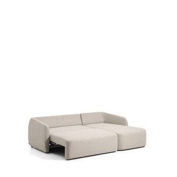 Laira 3-seater sofa bed in beige chenille with right chaise longue 246 cm FSC Mix Credit