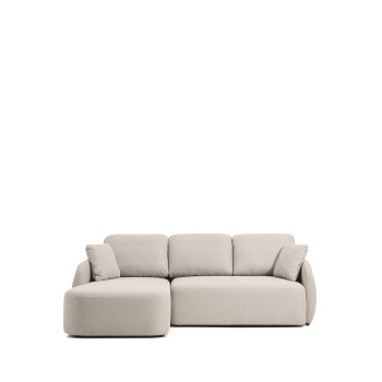 Laira 3-seater sofa bed in beige chenille with left chaise longue 246 cm FSC Mix Credit