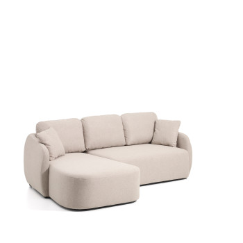 Laira 3-seater sofa bed in beige chenille with left chaise longue 246 cm FSC Mix Credit