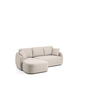 Laira 3-seater sofa bed in beige chenille with left chaise longue 246 cm FSC Mix Credit