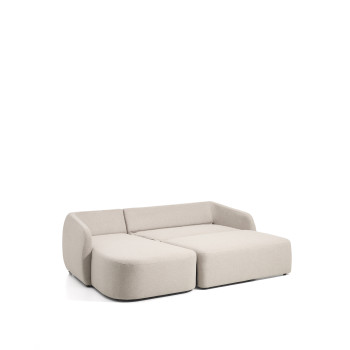 Laira 3-seater sofa bed in beige chenille with left chaise longue 246 cm FSC Mix Credit